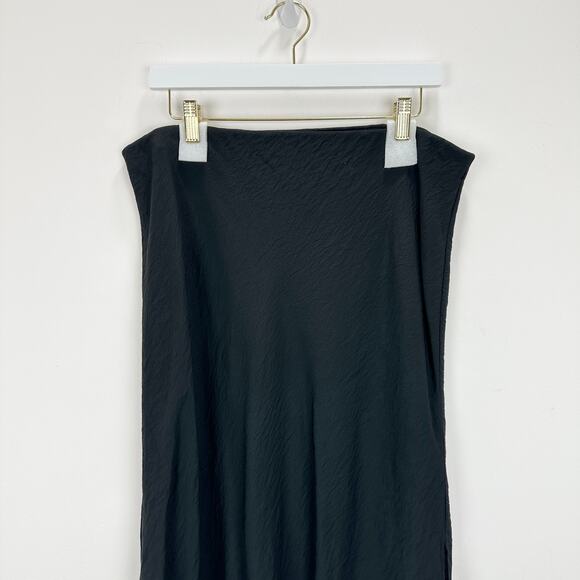 NEW Madewell The Layton Midi Slip Skirt Pull On Viscose Side Slit Black US 14 - Picture 7 of 15